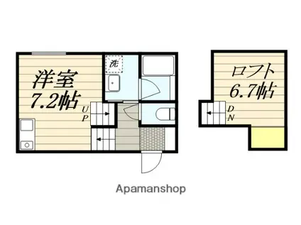 SOLANA(ワンルーム/2階)の間取り写真