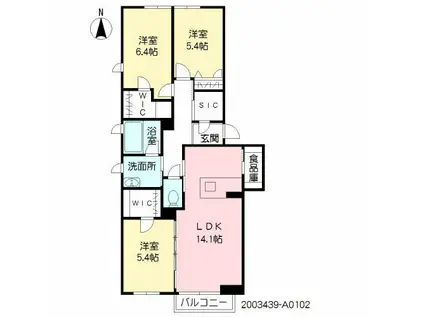 シャーメゾンガーデンズ神辺(3LDK/1階)の間取り写真
