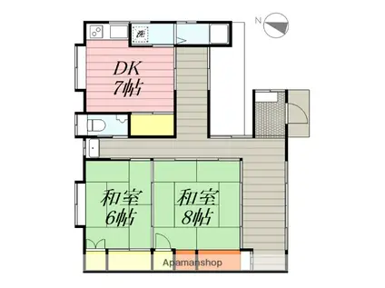 長崎本線 中原駅 徒歩31分 1階建 築35年(2DK)の間取り写真