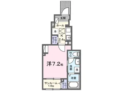 シエレトワール(1K/1階)の間取り写真