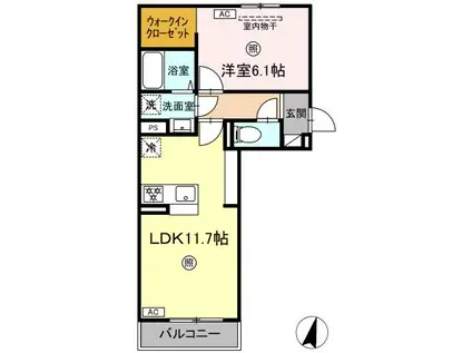 プラムハウス(1LDK/2階)の間取り写真