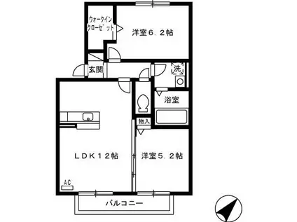 エスポワール弥生が丘(2LDK/2階)の間取り写真