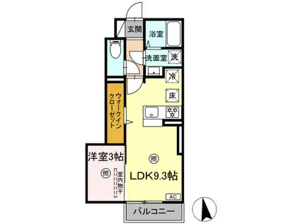 DーROOM CELINE A棟(1LDK/1階)の間取り写真