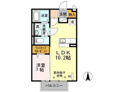 グランベリーK(1LDK/2階)の間取り写真