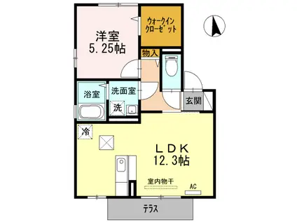 ソフィアコートⅤ B棟(1LDK/1階)の間取り写真