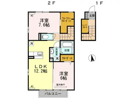 コーポ88 Ⅱ番館(2LDK/2階)の間取り写真