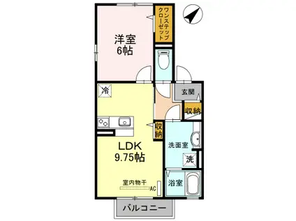 コンフォールB棟(1LDK/2階)の間取り写真