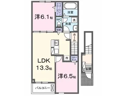 ベル オーブ Ⅰ(2LDK/2階)の間取り写真