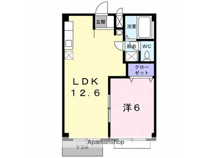 ロイヤルコーポ(1LDK/1階)の間取り写真