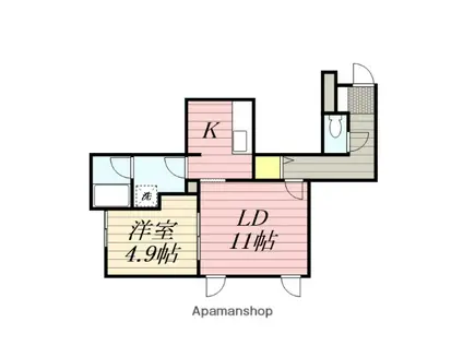 LA KASA YUMACHI 1321(1LDK/2階)の間取り写真