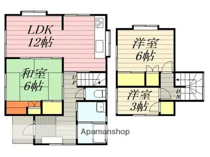 西鉄天神大牟田線 朝倉街道駅 徒歩28分 2階建 築39年(3LDK)の間取り写真