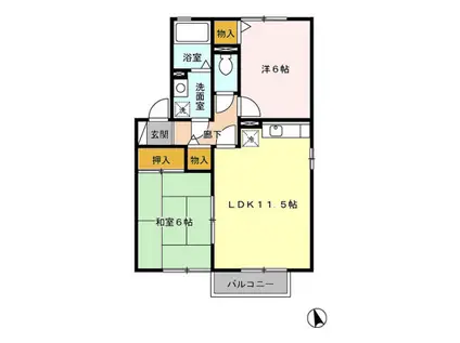 メゾンパークス B棟(2LDK/2階)の間取り写真