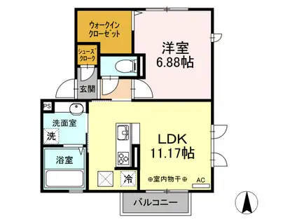 シャルムメゾンA棟(1LDK/1階)の間取り写真