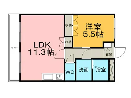 サンコートレジデンス(1LDK/2階)の間取り写真