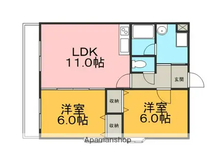 アインス鳥栖(2LDK/1階)の間取り写真