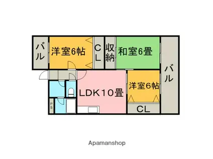 フレジュールITO(3LDK/3階)の間取り写真