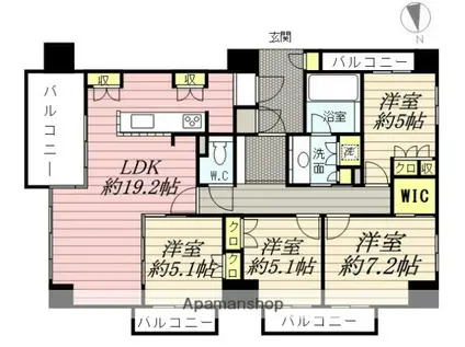 グランドメゾン高取参番館(4LDK/4階)の間取り写真