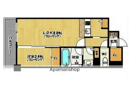 西新テングッドシティサボイ(1LDK/11階)の間取り写真