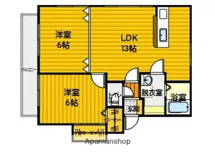 アートラフィーネ(2LDK/2階)の間取り写真