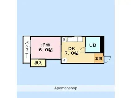 アーバン西新南(1DK/2階)の間取り写真