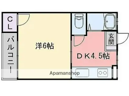 エバメゾン姪浜(1DK/2階)の間取り写真