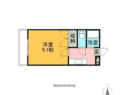 ベルトピア福岡(1K/4階)の間取り写真