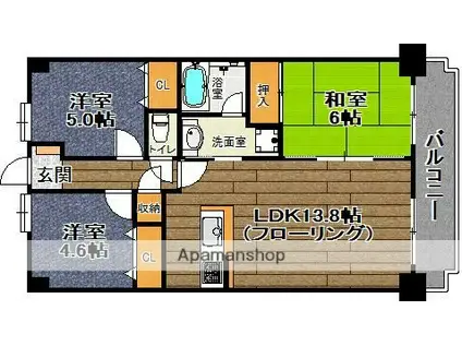 エンゼルハイム姪浜西(3LDK/7階)の間取り写真