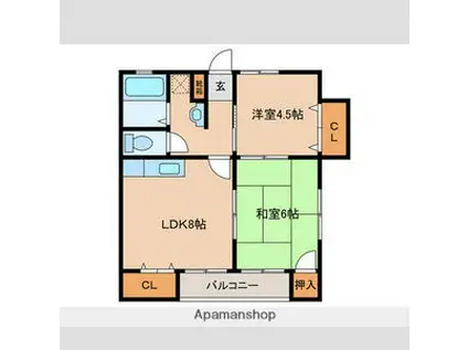 クランベリーハウス(2LDK/2階)の間取り写真