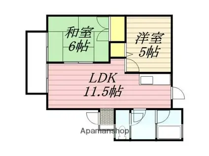 ピースブリックA(2LDK/2階)の間取り写真