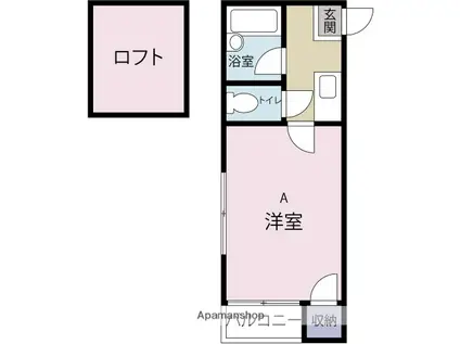 福岡市空港線 唐人町駅 徒歩7分 2階建 築26年(ワンルーム/1階)の間取り写真