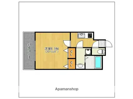 アースフレンドリー大濠(1K/2階)の間取り写真