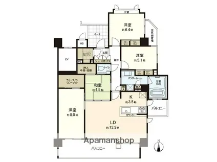 MJR藤崎二丁目(4LDK/5階)の間取り写真