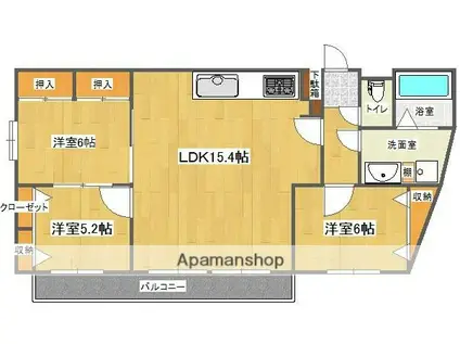 ホームズ室見川(3LDK/2階)の間取り写真