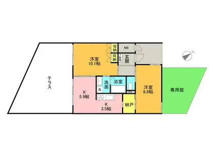 ラクレイス西新レジデンシャルタワー(2LDK/3階)の間取り写真