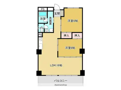 大濠エクセル(2LDK/3階)の間取り写真