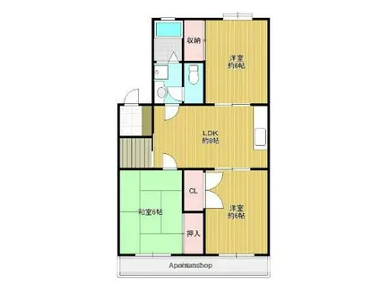 シャトレー喜多崎(3LDK/4階)の間取り写真