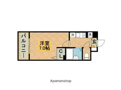 レフィーナカサ昭代(1K/3階)の間取り写真