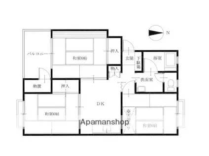 松原ビル(3DK/1階)の間取り写真