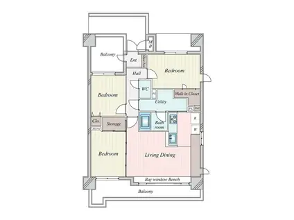 大濠公園シティハウス(3LDK/2階)の間取り写真