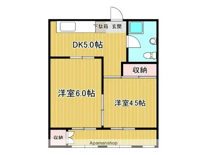 今川マンション(2DK/5階)の間取り写真