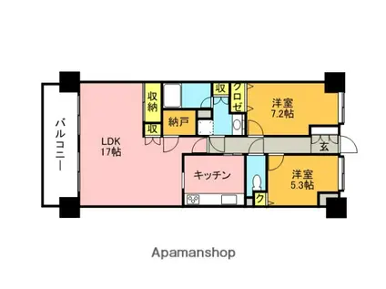 パークハウス姪浜駅前(2LDK/15階)の間取り写真