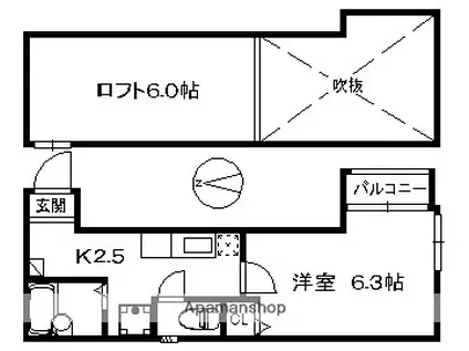 ドリアイヌール(1K/1階)の間取り写真