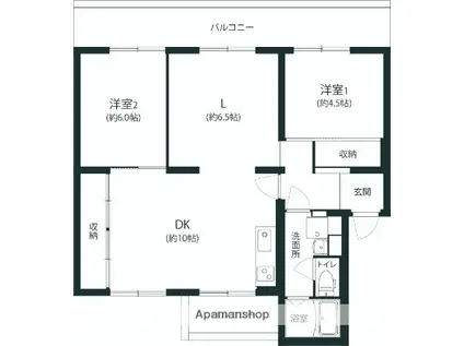 室見団地5棟(2LDK/5階)の間取り写真