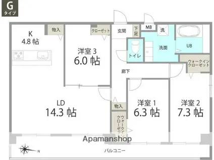 LA GRANDE大濠(3LDK/5階)の間取り写真