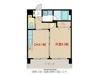 グリチーネ(1DK/5階)の間取り写真