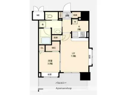 ネストピア唐人町駅前(1LDK/8階)の間取り写真