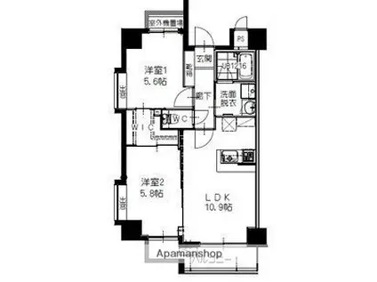 ヒルクレスト百道(2LDK/3階)の間取り写真