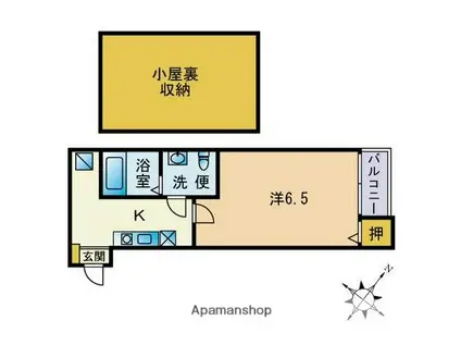 エミネント下山門(1K/1階)の間取り写真