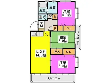 阿部第3ビル(3LDK/3階)の間取り写真