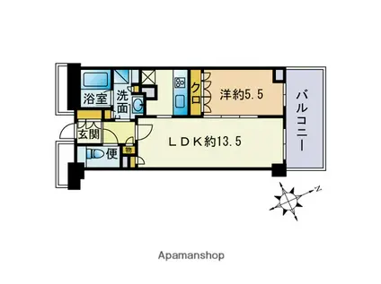 ザ・パークハウス福岡タワーズウエスト(1LDK/7階)の間取り写真